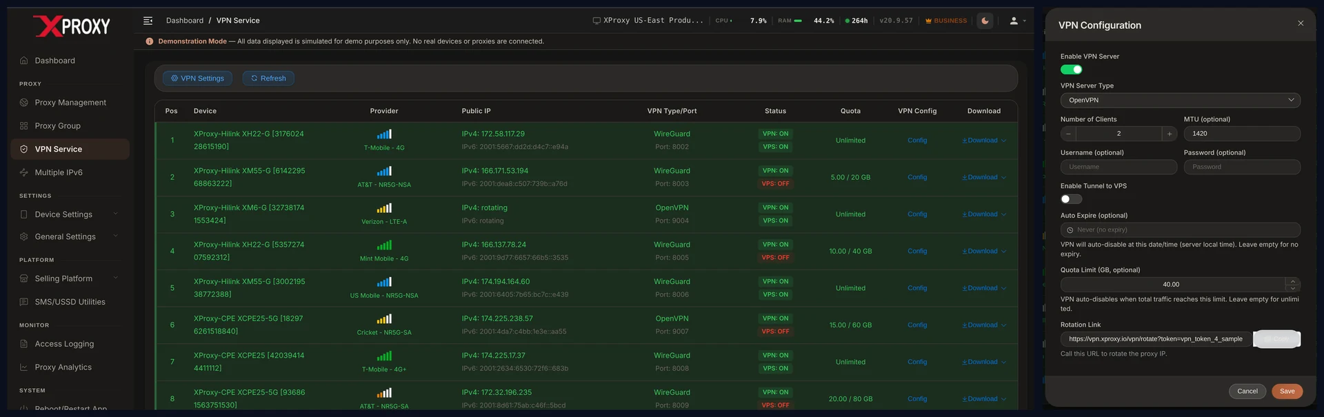 XProxy OpenVPN Server Interface