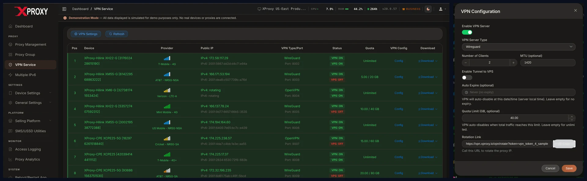 XProxy WireGuard Server Management Interface