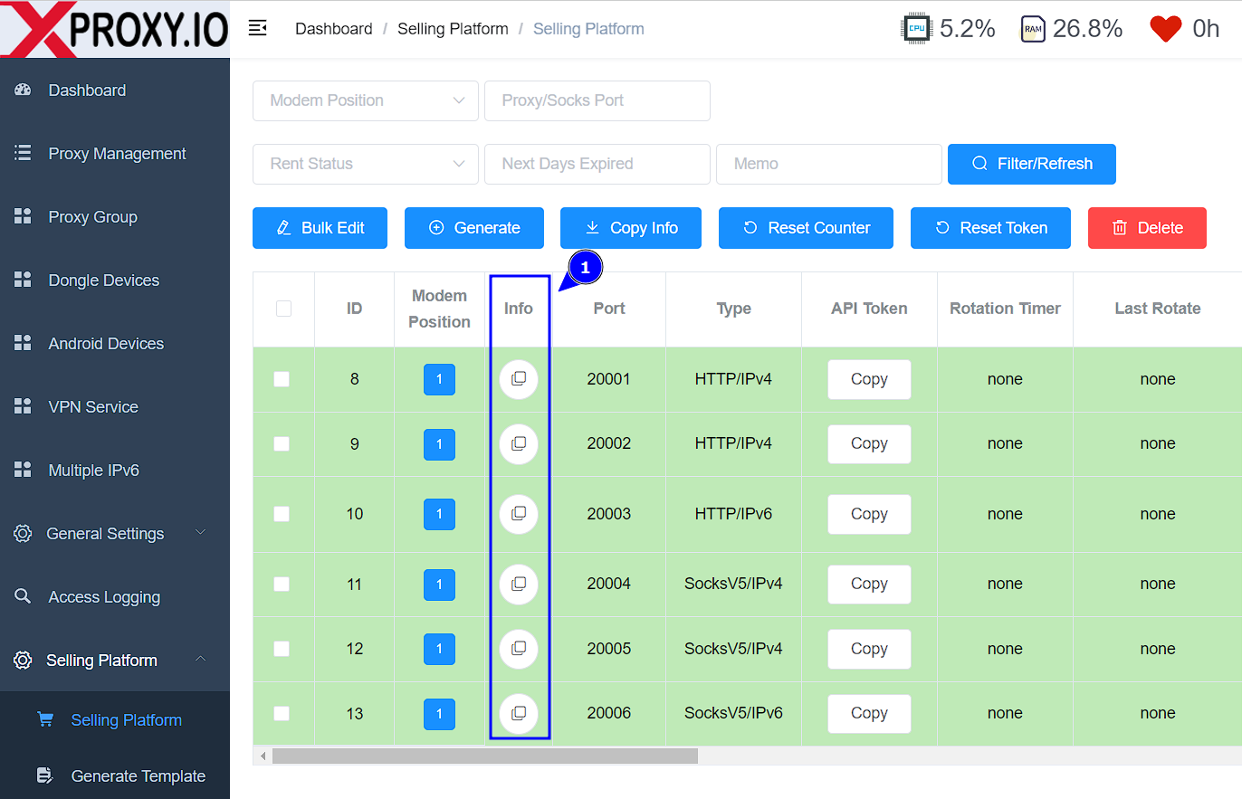 Copy proxy info to customer
