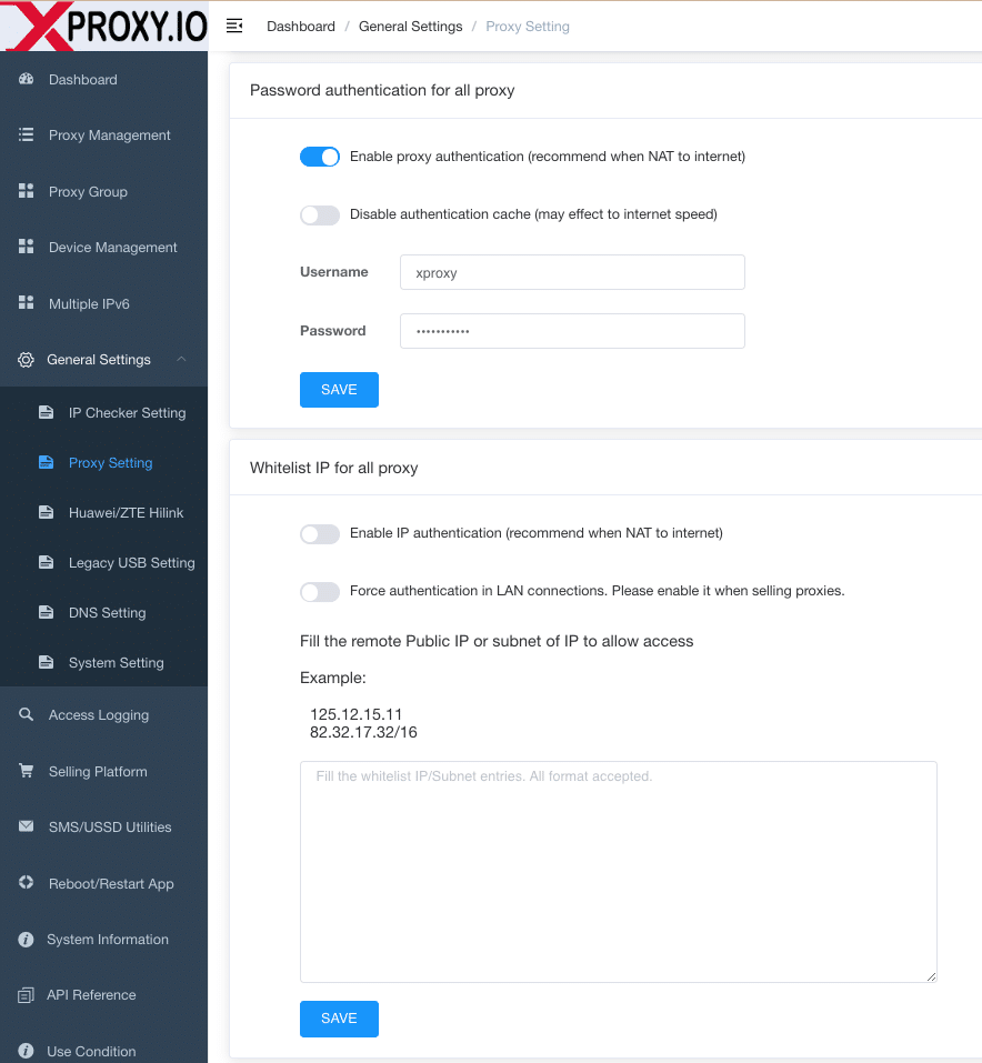 Credential configuration for all ports