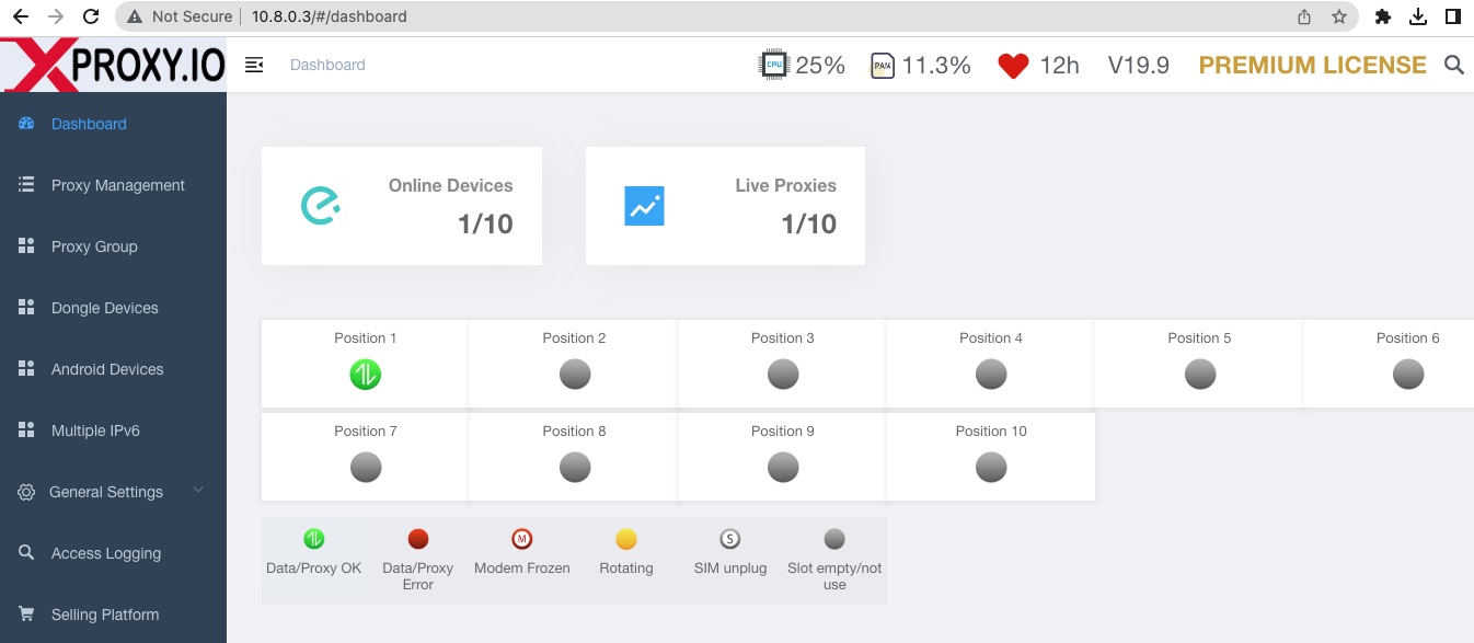 Access dashboard xproxy server in vpn network