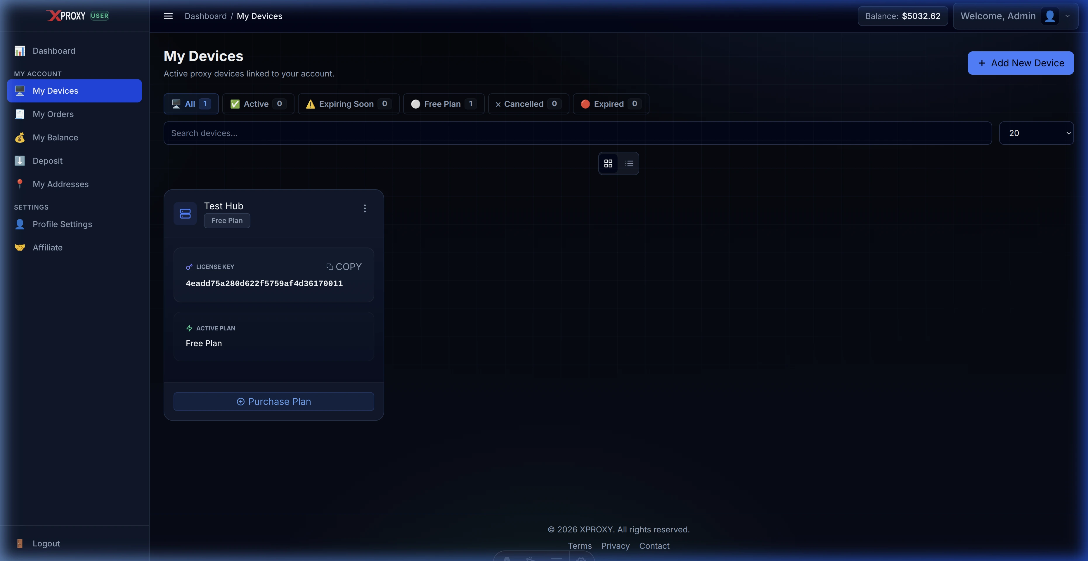XProxy Devices List Page