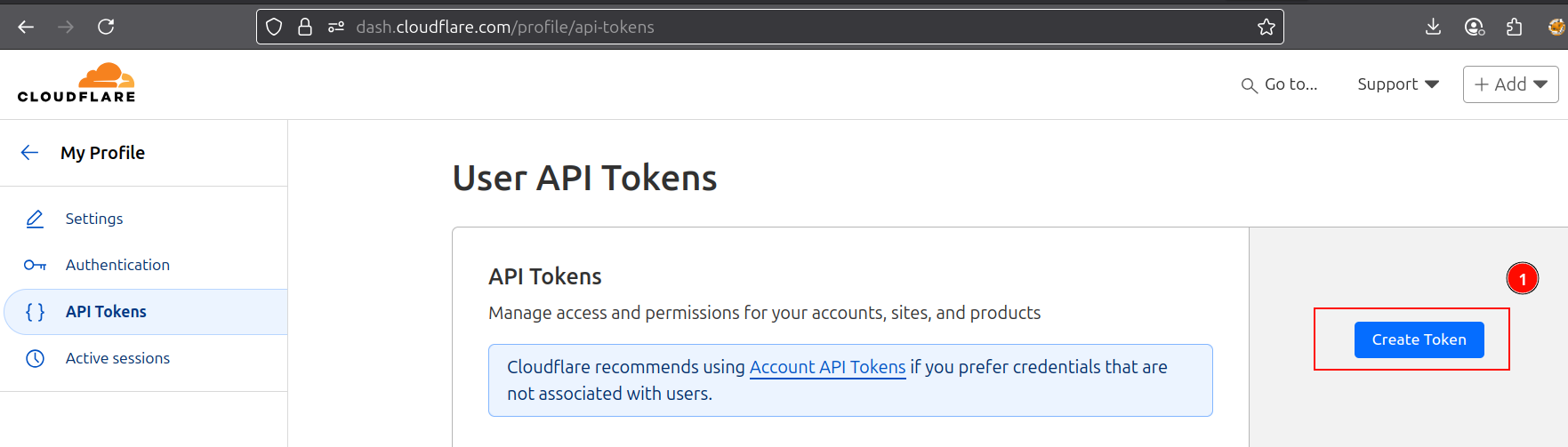 Create Cloudflare API token