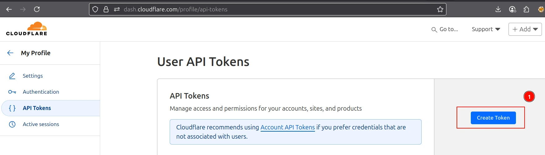Create Cloudflare API token