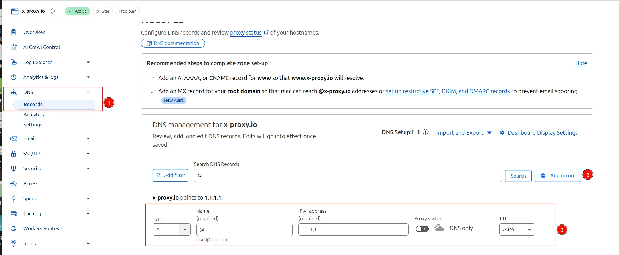 Cloudflare A record