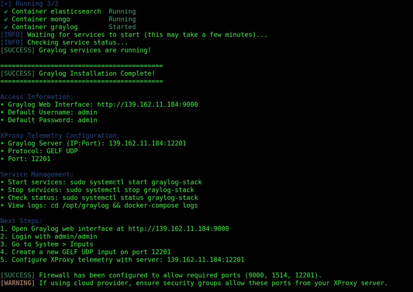 Graylog installation