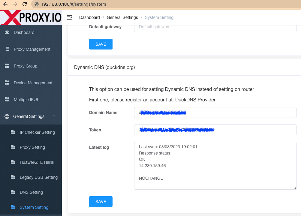 Dynamic DNS settings in XProxy
