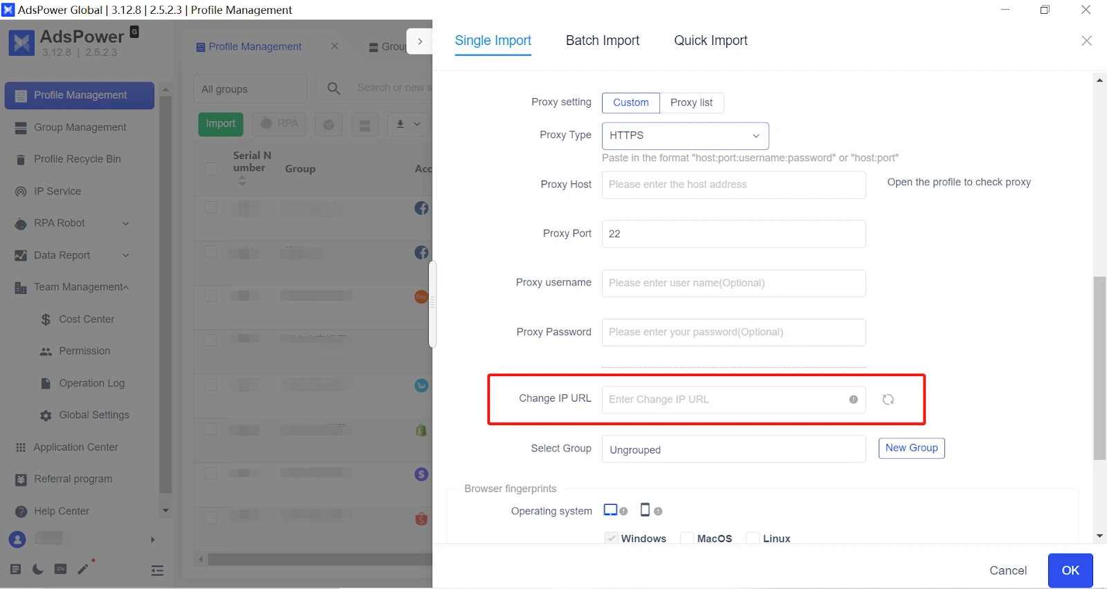 AdsPower integration rotation link