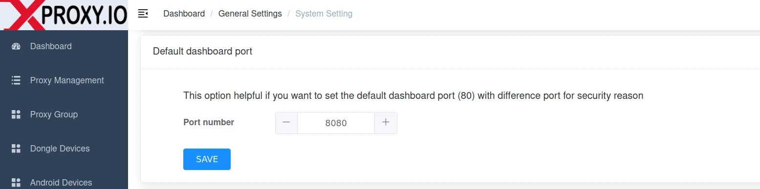 Dashboard Access Port