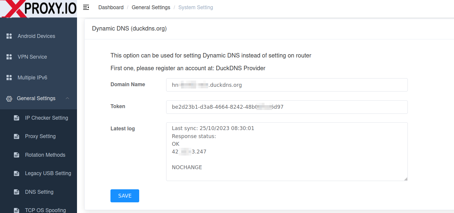 Dynamic DNS DuckDNS Settings