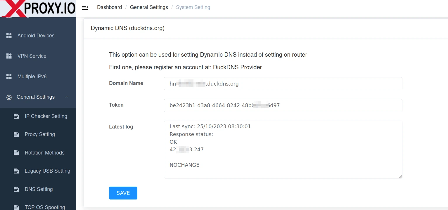 Dynamic DNS DuckDNS Settings