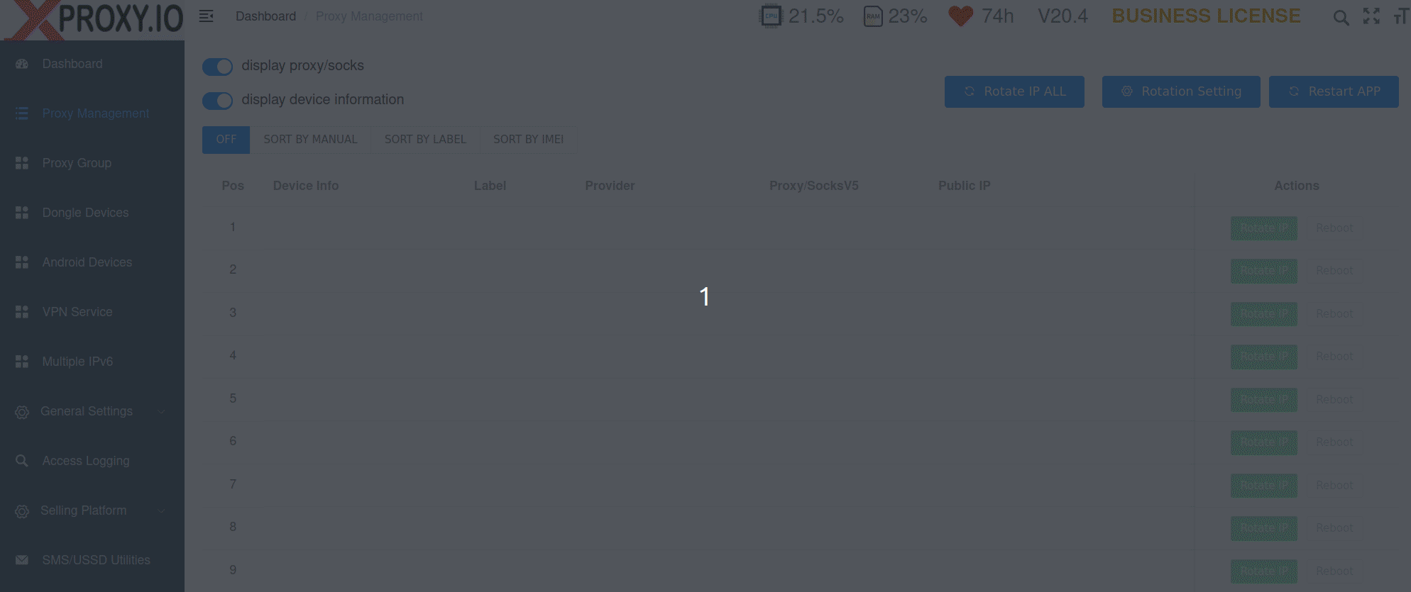 Automatic mobile proxy creation status