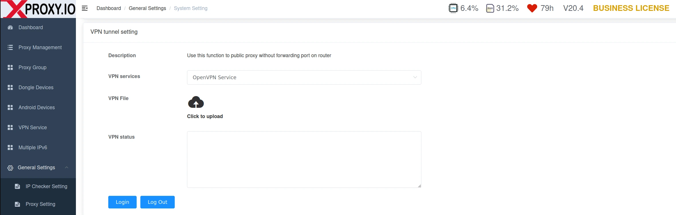 OpenVPN configuration on XProxy OS