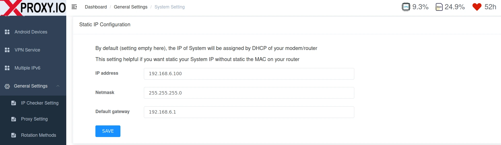 Static IP Settings