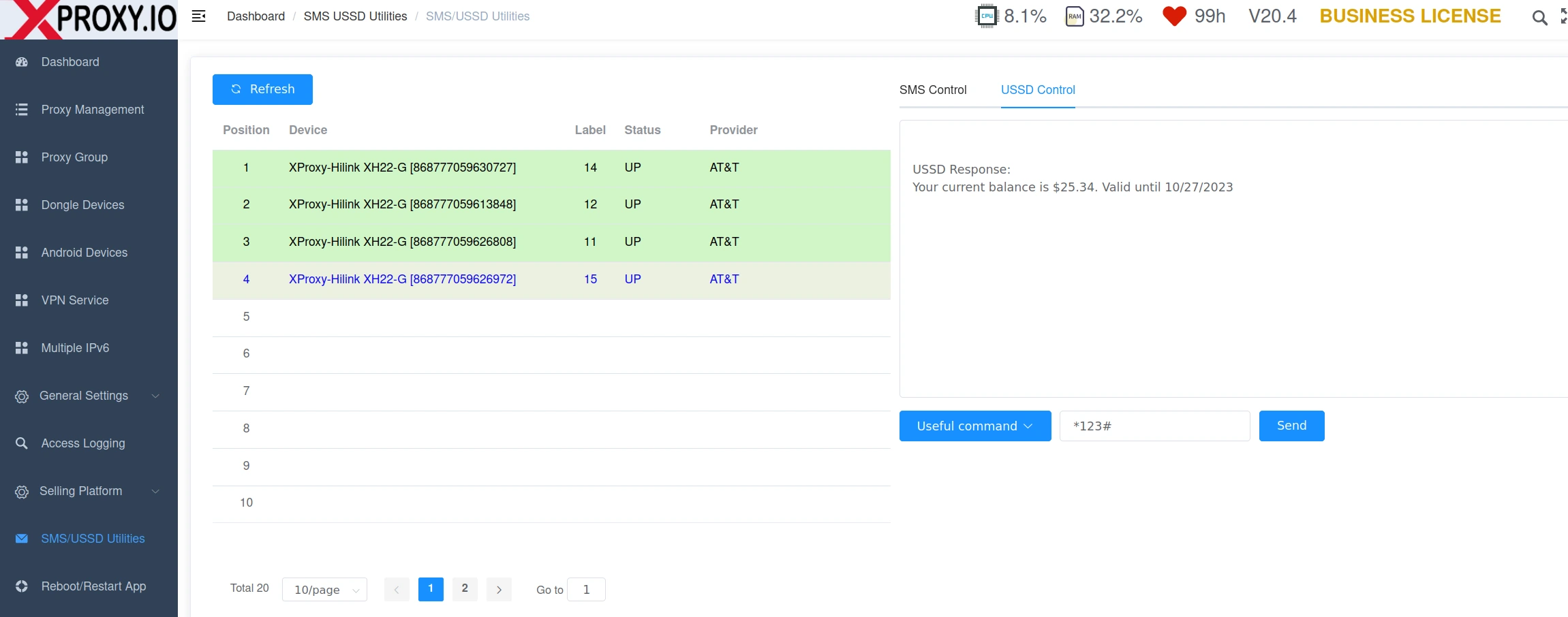 USSD dialing client