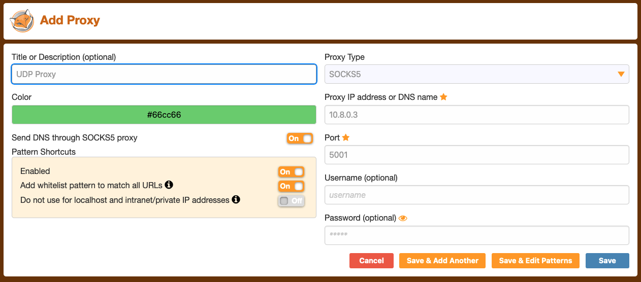 Foxy Proxy and UDP Proxy