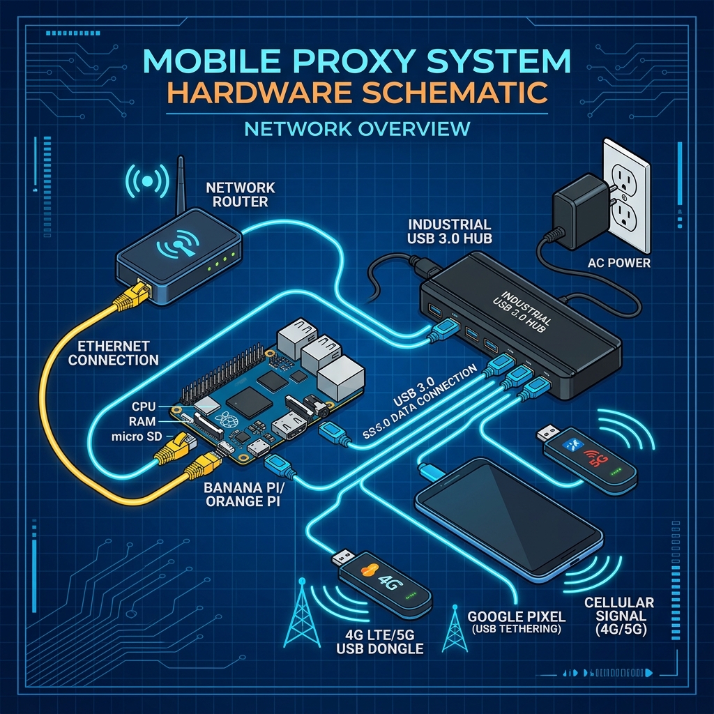 XProxy DIY Mobile Proxy System Hardware Schematic