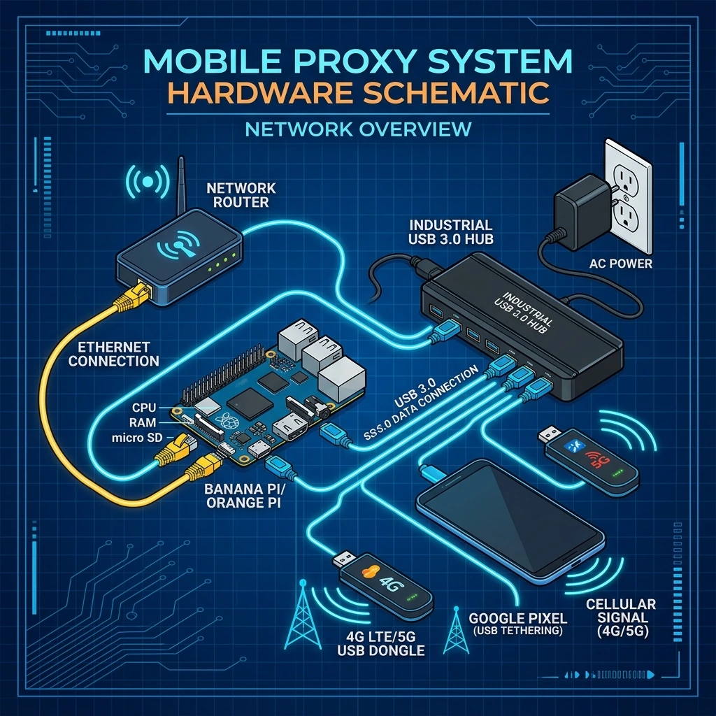 XProxy DIY Mobile Proxy System Hardware Schematic