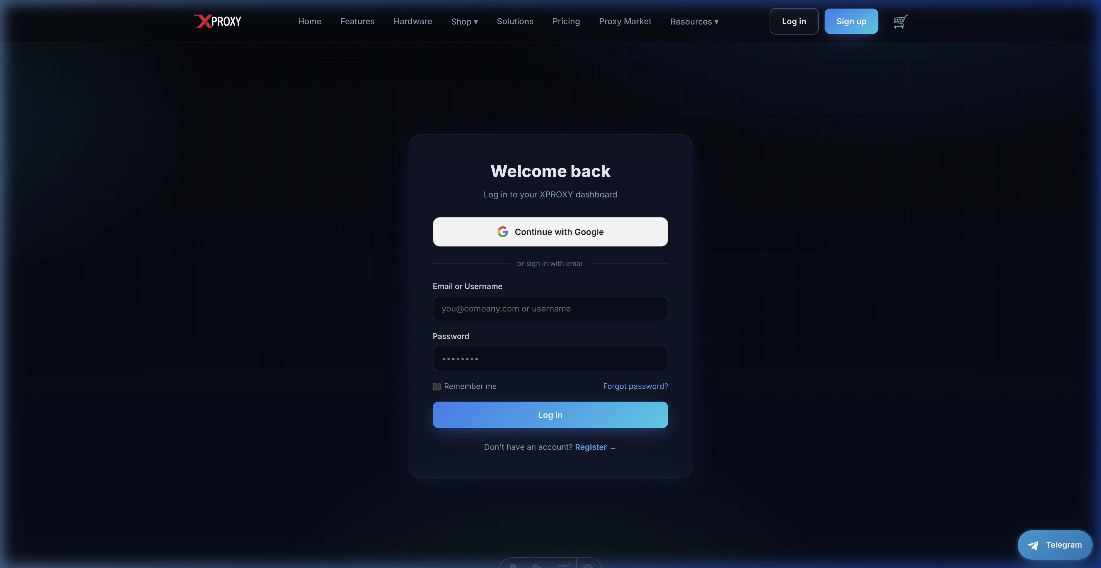 XProxy Console Login Page