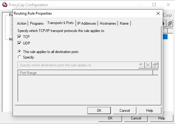 Setup UDP, TCP of Proxycap via UDP proxy of XProxy
