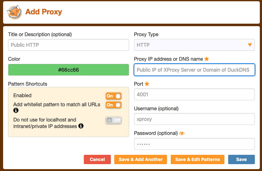 Using proxy from public internet