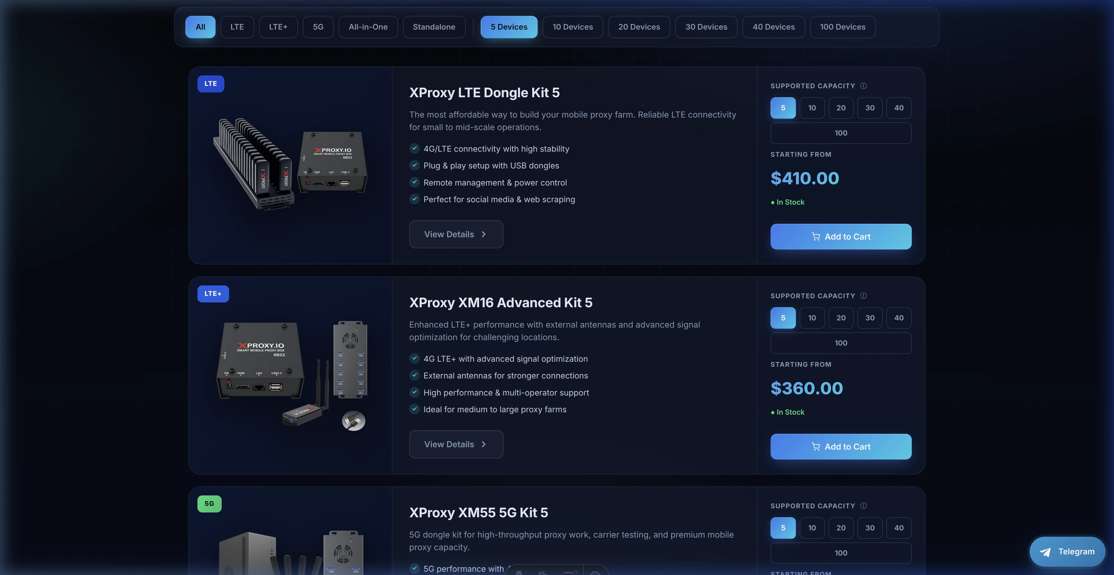XProxy Shop Page