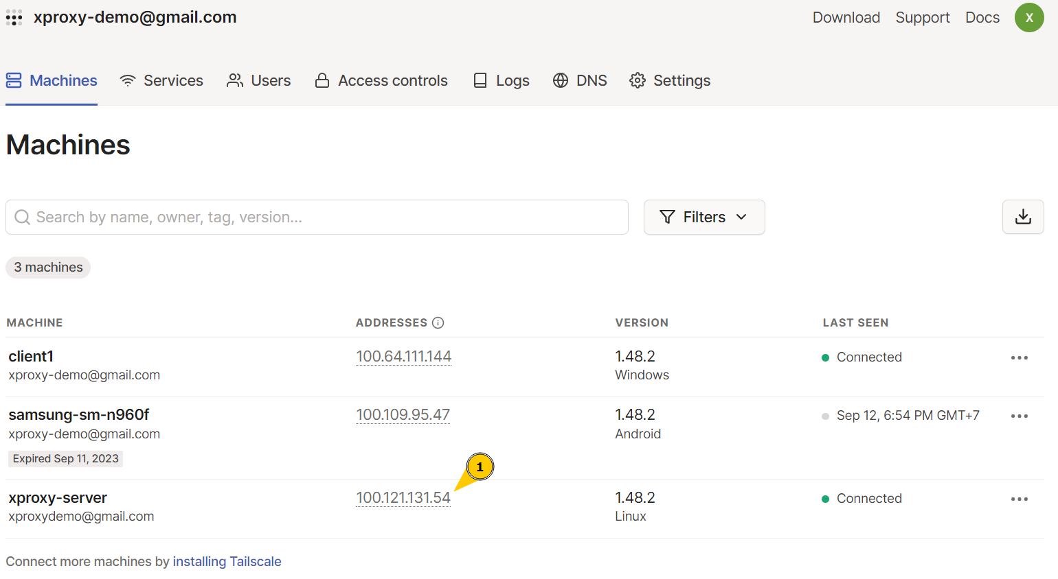 Tailscale VPN Dashboard setup mobile proxy