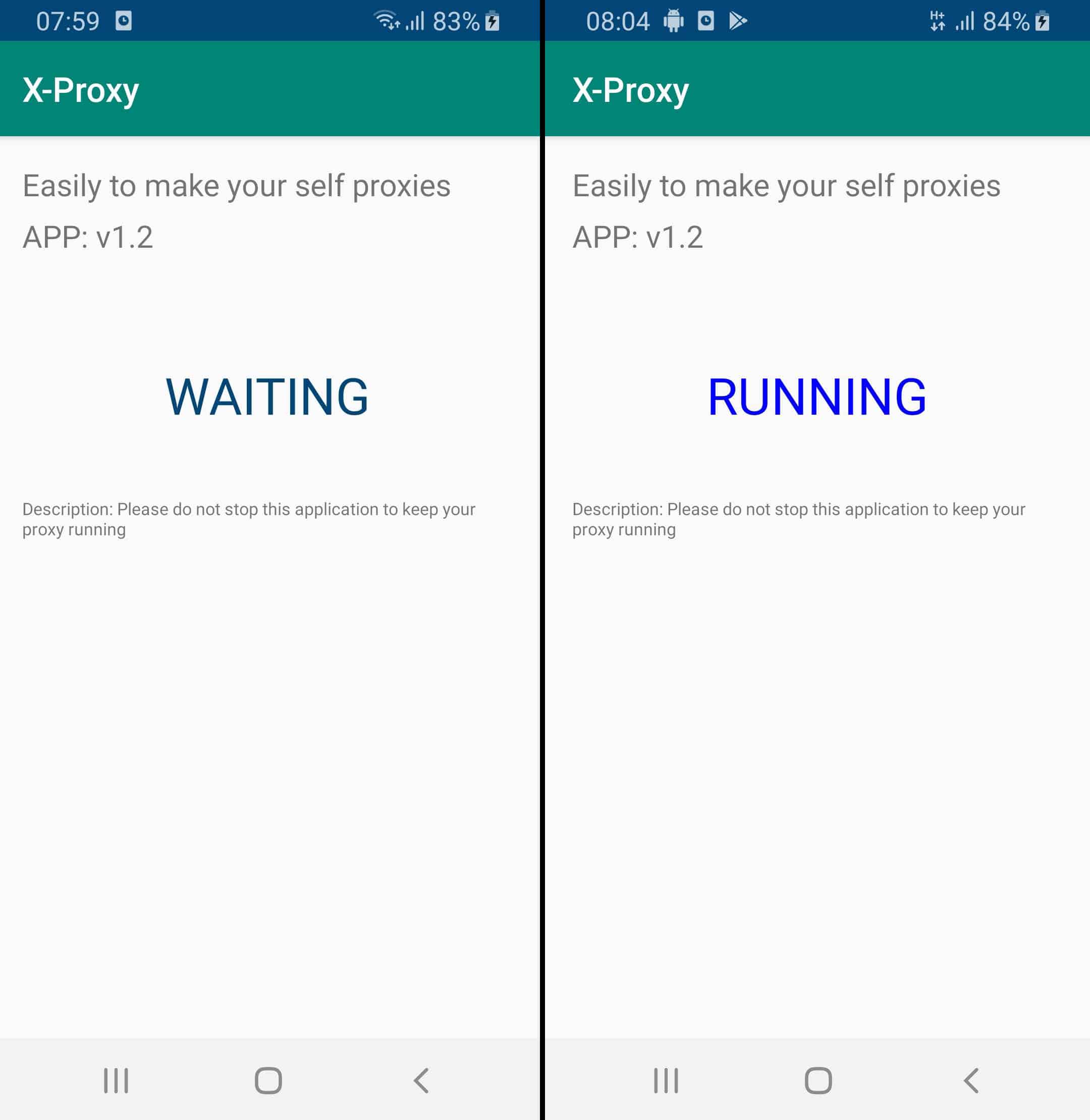 XProxy app running on Android