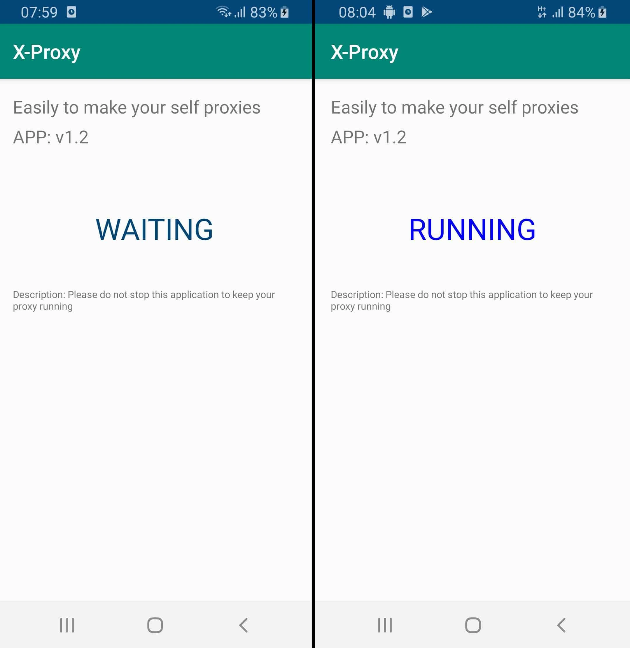 XProxy app running on Android