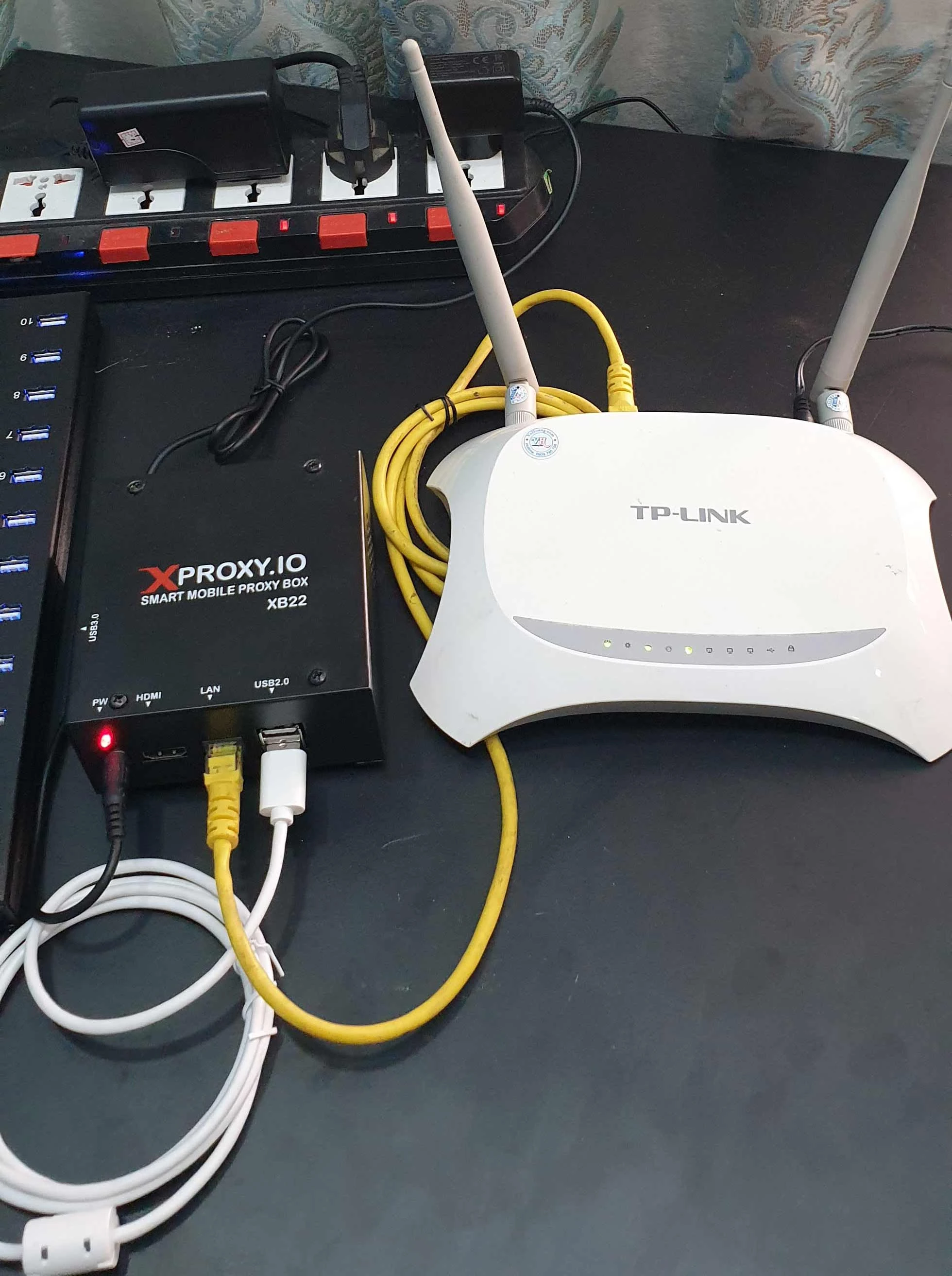 XProxy box connected to a router via Ethernet