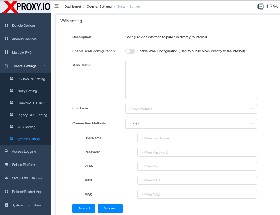XProxy wan setting
