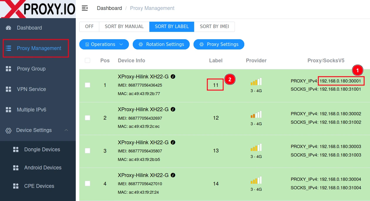 XProxy Proxy Management Column
