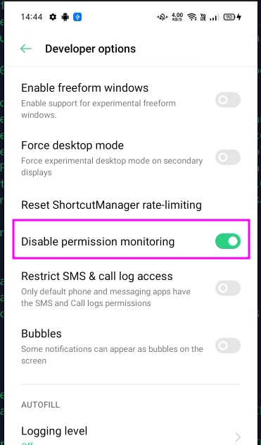 OPPO USB debugging options