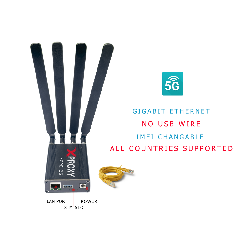 [Pre-order] XCPE-25 – Standalone 5G Mobile Proxy Ethernet Modem (No USB version)