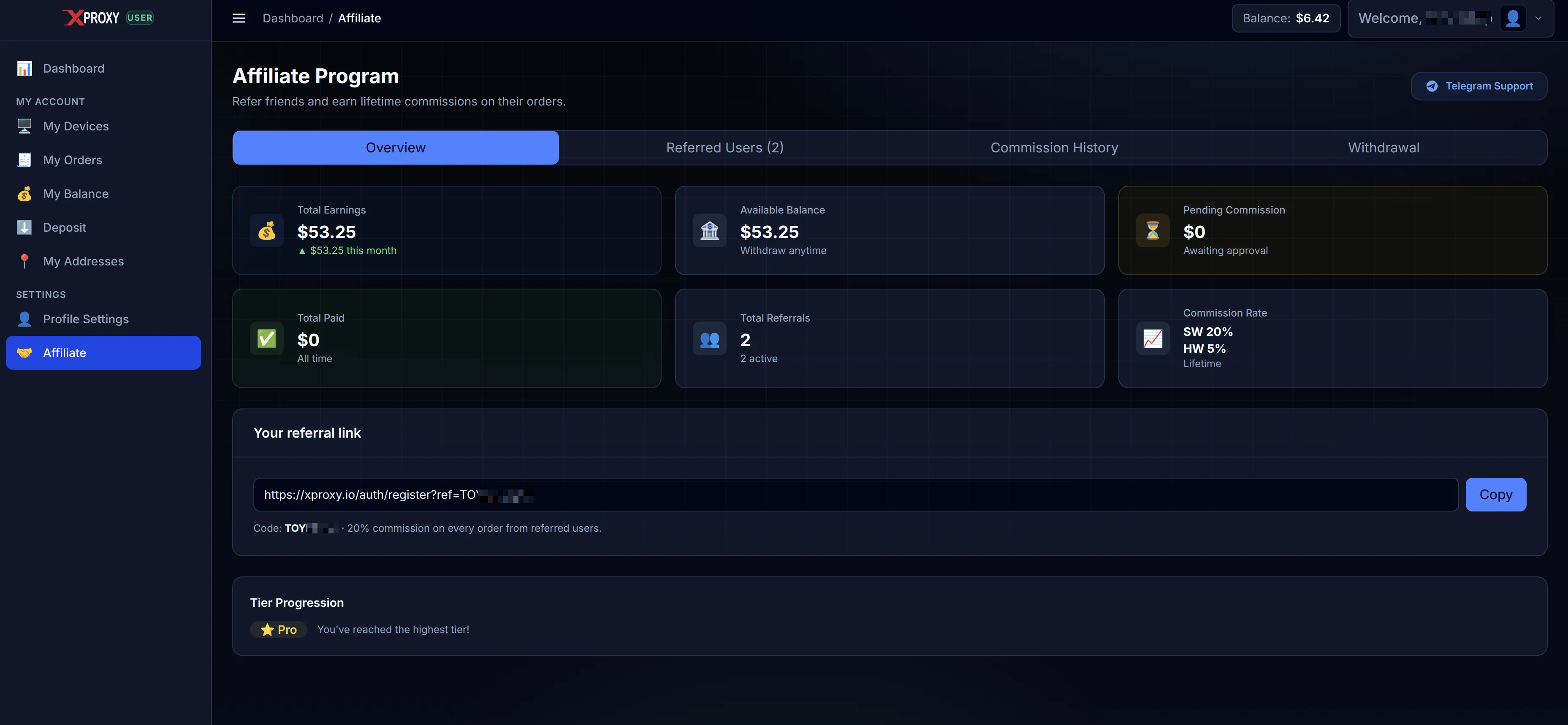 2. Access Your Affiliate Dashboard & Referral Link