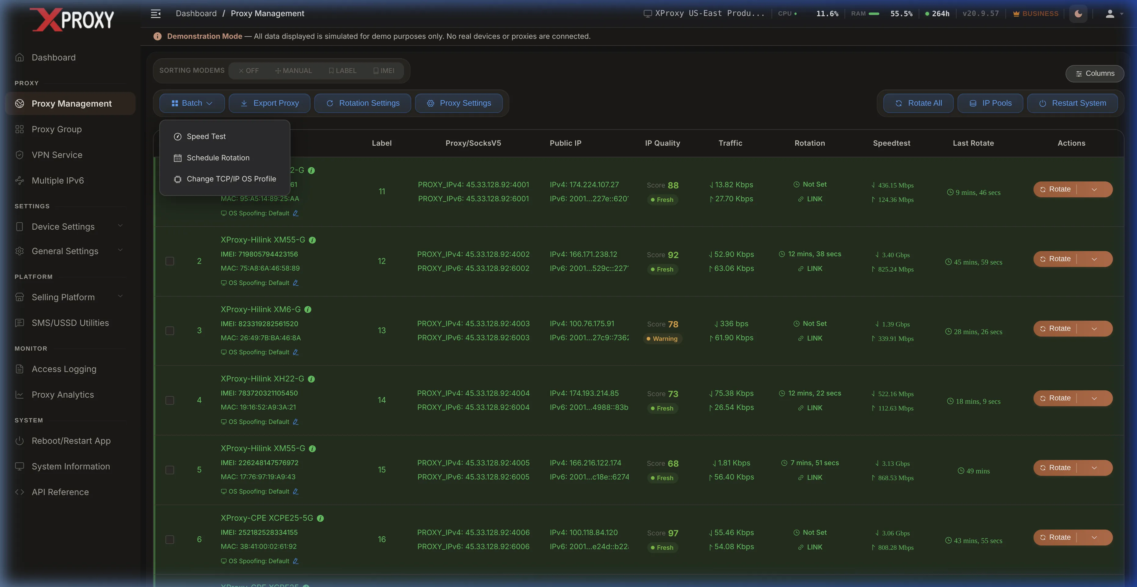 XProxy Batch Dropdown Menu