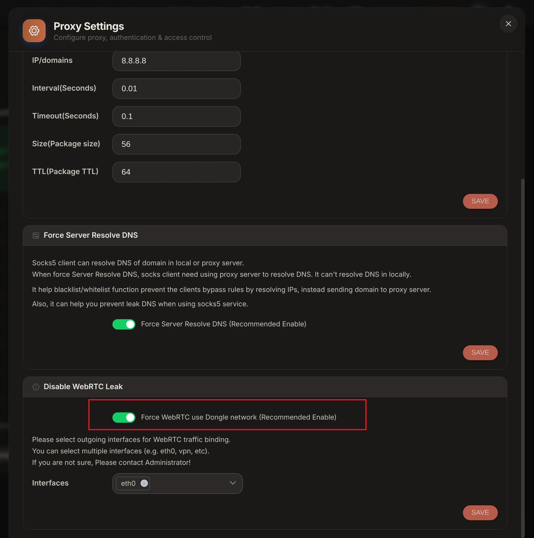 GoLogin WebRTC Leak Protection & Proxy Settings UI